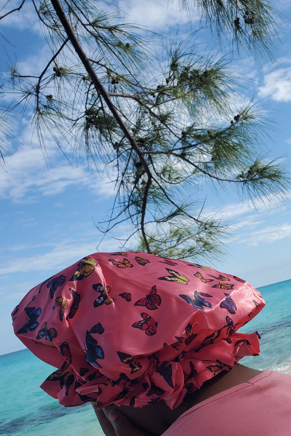 Butterfly Satin Double Layer Bonnet